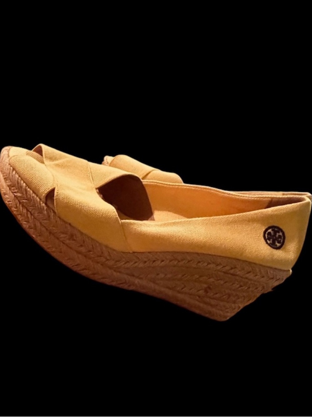 Tory Burch "Filipa" Canvas Espadrille Wedge Peep-Toe Shoe